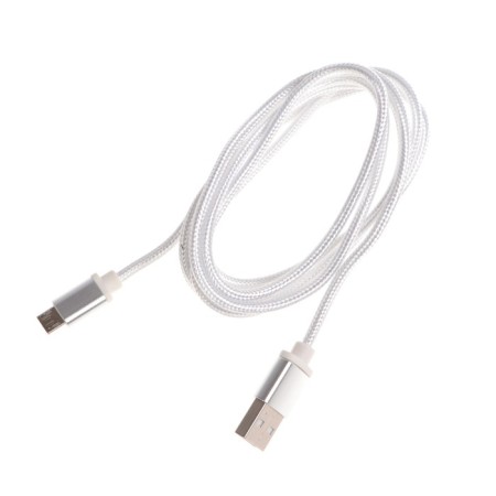 Oxion DCC258, MicroUSB - USB, charging + data transfer, 1.3 m, braid, white-2