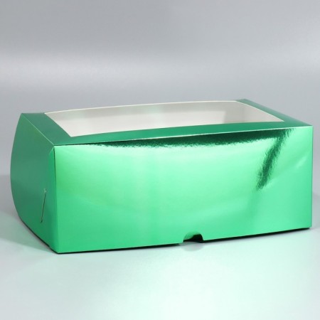 Capcake box, confectionery packaging with a window, 6 cells "Light green", 25 x 17 x 10 cm-1