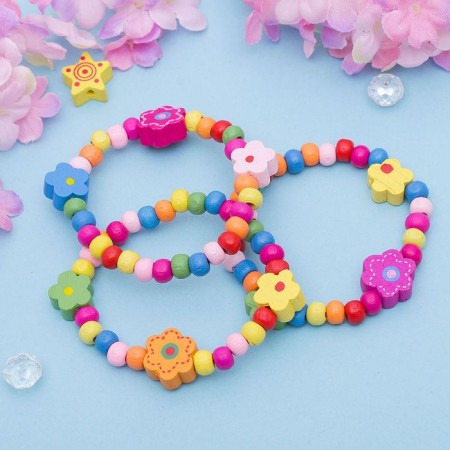 Bracelet Children's "Choselka" flowers rainbow, color mix-2