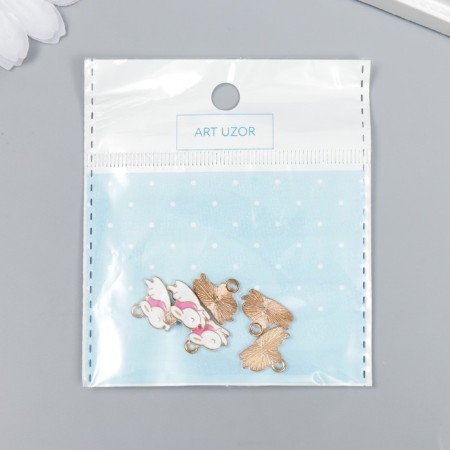 Decor for creativity metal, enamel "Sleeping White Bunny" 1.2x1.6 cm-3