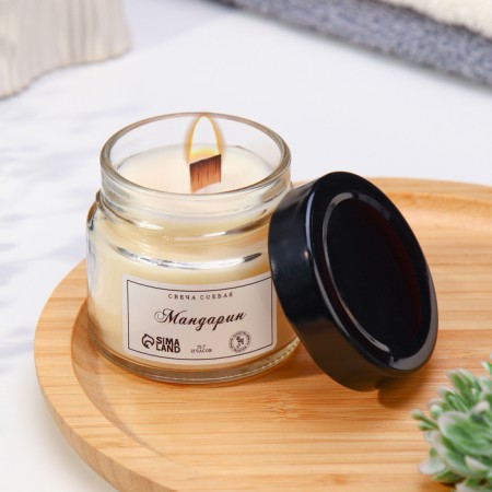 Aromatic candle made of soy wax in a bank, 75 g, mandarin
