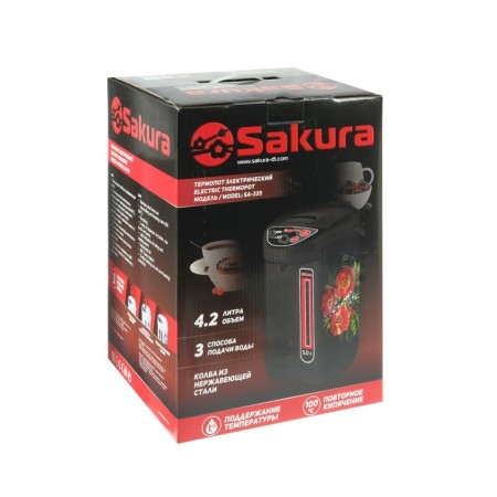 Thermopotus Sakura SA-335BF, 4.2 l, 750 W, 3 methods of water supply, black-4