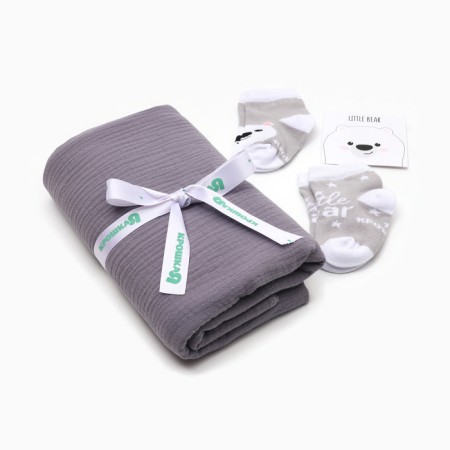 Set of baby I'm my bear cub, diaper 100*130 cm, socks 8-10 cm-2