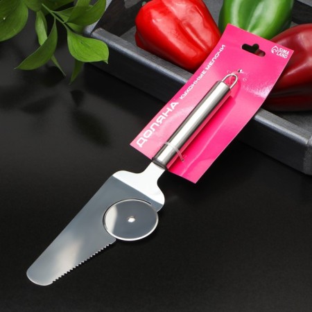 Lobe knife for pizza “metallic”, 27 cm, 410 steel, silver color-3
