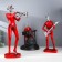 Souvenir Polystone "Musician with a guitar" Red with silver 27.5x7.5x12.5 cm