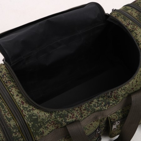 Road bag on a zipper, with an increase, 5 pockets, a long belt, khaki color-3