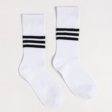 Socks "stripes", white color, size 23-25 ​​(37-40)-1