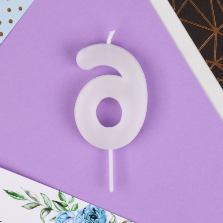 Candle for the cake, number "6", 5.5 x 8 cm.