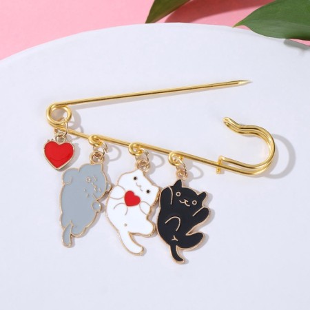 Pin "kittens" playful, 7cm, color in gold-3