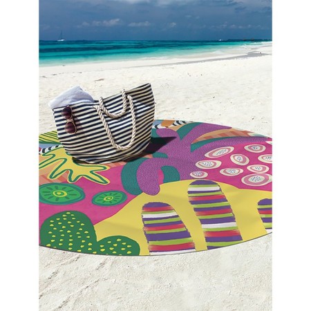 Pareo and beach rug "neon tropics", d = 150 cm-1