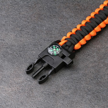 4B1 survival bracelet (paracord, compass, whistle, fire), black-orange-2