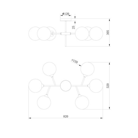 Caus -40W, 6xg9, 16.5x52x82 cm, brass-1