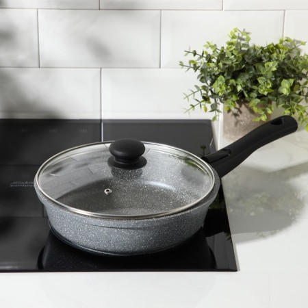 Sleeping pan “Marbl”, D = 24 cm, glass cover, removable handle, anti -stick coating-6