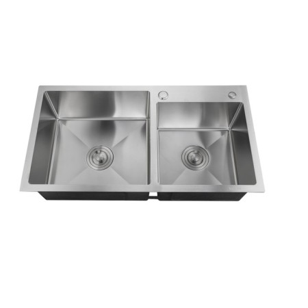 Kitchen sink "RMS" MR-7843, mortise, thickness 3.0 and 1 mm, basket, dispenser, satin-1