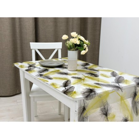The oilcloth is transparent "feathers (gold)" Joy Home, 20x0.8 m, thickness 0.6 mm