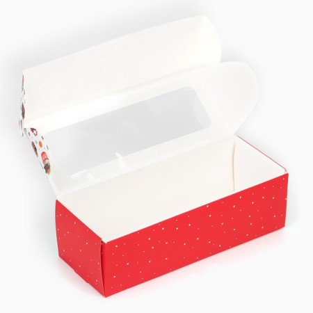 Box for confectionery products with a “Happy New Year” window, sweets, 26 x 10 x 8 cm, New Year-4