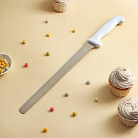 Biscuit knife, large teeth, plastic handle, working surface 30 cm, blade thickness 1.8 mm