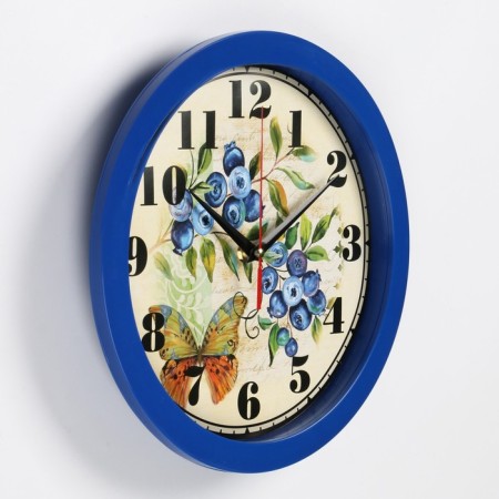 Wall clock, D-28 cm, interior, "blueberries", silent-1