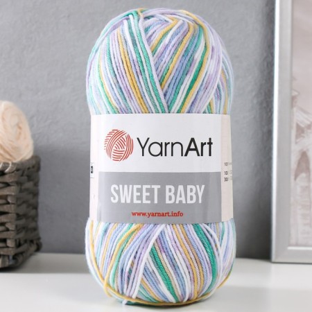 Yarn "Sweet Baby" 100% acrylic 300m/100g (913 green-yellow-astro)
