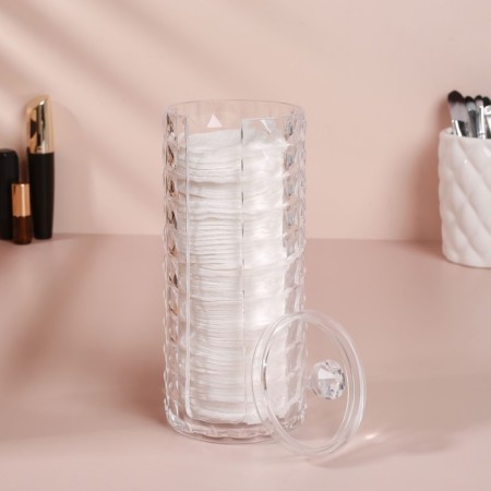 Organizer for storing cotton pads, with a lid, D - 7 × 7 × 19 cm, color transparent color-2