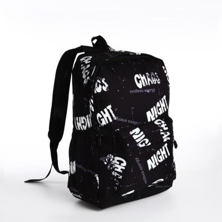 School backpack from textiles on a zipper, 3 pockets, black/gray color-2