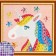 Diamond mosaic with partial filling "Rainbow Unicorn" 20 × 20 cm, with a frame on a stand