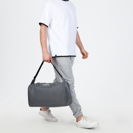Sports bag with lightning, long belt, gray color-6