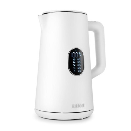 Electric ketta KitFort KT-6115-1, plastic, FUITH Metal, 1.5 L, 1800 W, White