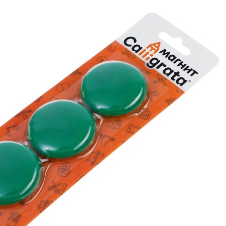 Board magnets, D-4 cm, set 4 pieces, blister, green-1