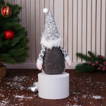Soft toy "Santa Claus in a suit with a strap" 15x39 cm, white-gray-1