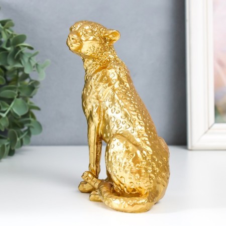 Souvenir Polystone "African cheetah" gold 14.5x6.3x10 cm-3