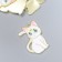 Decor for creativity metal, enamel "cat with a month" white 2.1x3 cm