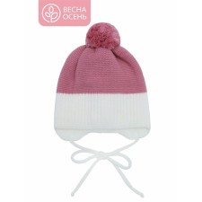 A cap on ties with a pompom Children's Amarobaby Pure Love Wind, with a lining, size 44-46 cm, pink color