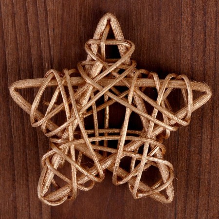 Decor for creativity from the vine "Star" set of 4 pcs., Size 1 pc. - 6.5 cm, color gold-2