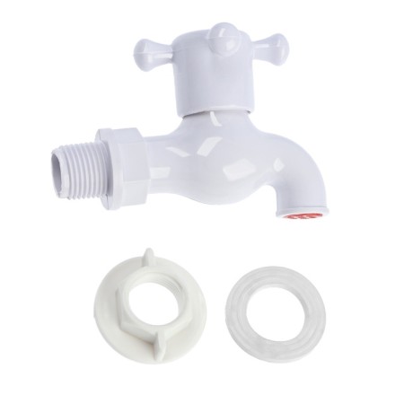 Water cutting tap zein, with a crossbar, pp, with a ball mechanism, white, with a nut-6
