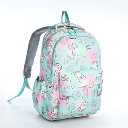 School backpack from textiles 2 of the lightning department, 4 pockets, green color-2