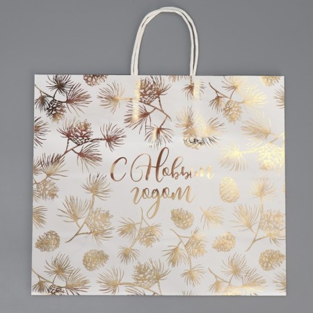 Package Gift Craft Gold, 32 x 28 x 15 cm, New Year-7