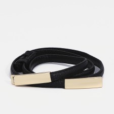 Women's belt, width 1 cm, metal buckle, black color