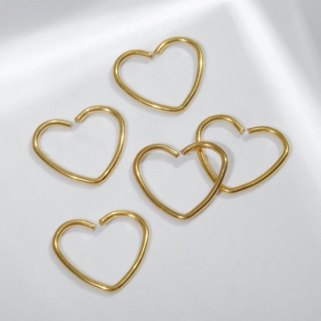 Pierce in the nose "Heart", 8 mm, set 5 pcs., Color gold-1