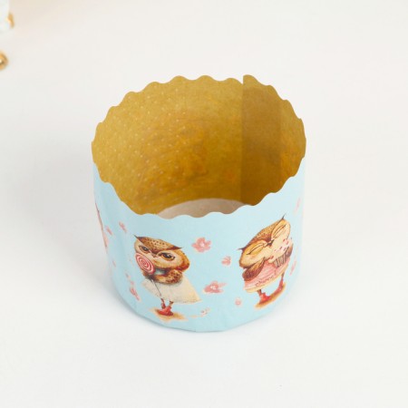 Paper form for cupcake, muffins and kulich "owls" 70x60 mm, mix-1