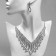 Set 2 objects: earrings, necklace "elegy" leaves, white color in silver, 40 cm