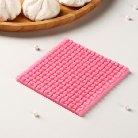 Mold "Texture", silicone, 9.3 × 9.3 × 0.6 cm, pink color-2