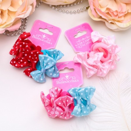 Hair gum "Bow" (set of 5 pcs) peas, mix-1