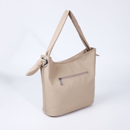 Luggage bag on lightning, 2 outer pockets, beige color-1