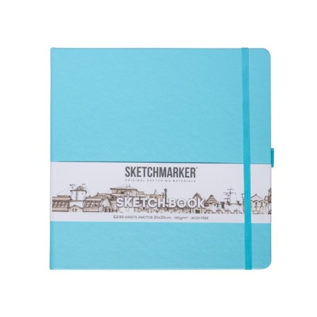 Sketchmarker sketchbook, 200 x 200 mm, 80 sheets, solid boumvinyl cover, heavenly blue, block 140 g/m2-1