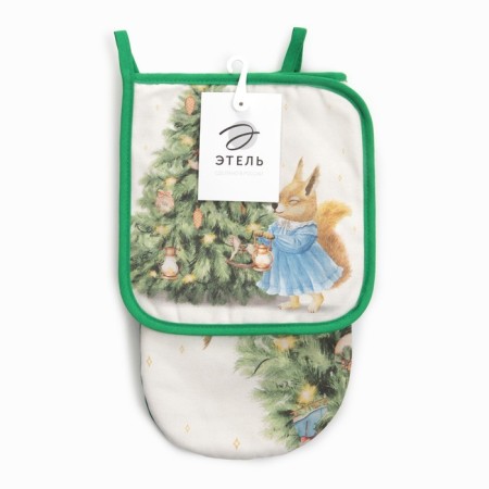Set of kitchen. "Fairy-tale" mittens-seging 15x28cm, severity 19x19cm, 100%HL-4