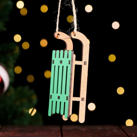 Christmas tree decoration "Salad", green, 10x4.5x2.5 cm, MDF-1