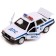 Metal machine LADA-21099 “Police Sputnik”, 12 cm, doors and trunk open, white color