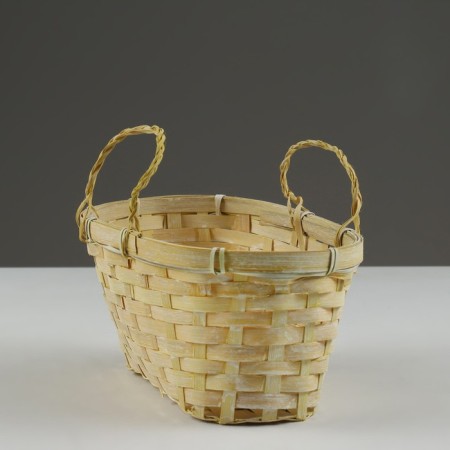 Wicker basket, 26 x 13 x 11 cm, yellow, bamboo-1