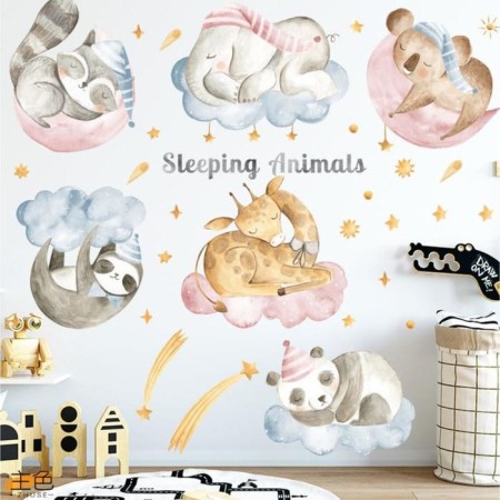 Interior plastic sticker "Sleeping animals" 30x90 cm 2 sheets